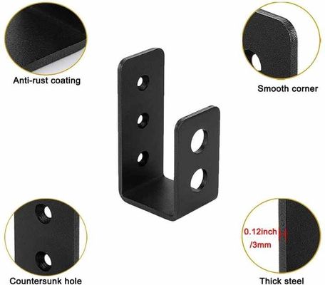 OEM Custom Black Powder Coated Stamping Metal U Shape Door Barricade Brackets (Επεξεργασμένο μαύρο σκόνη επικαλυμμένο με σφραγίδα)